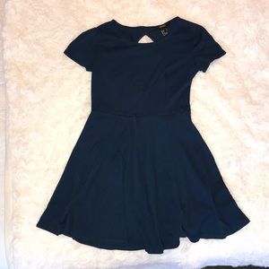 open back teal dress